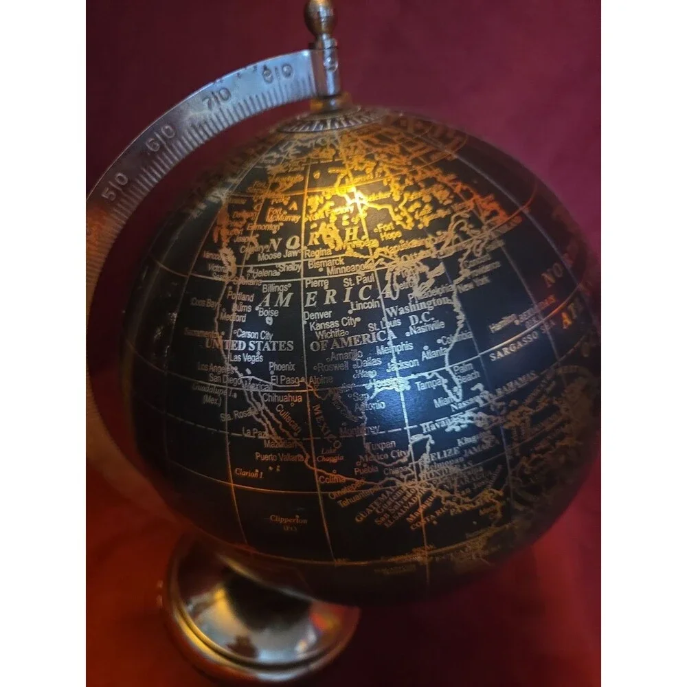 Better Homes & Gardens Black Gold Desk Globe World Map Decorative Accent